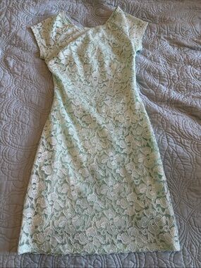 Mint Lace Cap-Sleeve Midi Dress